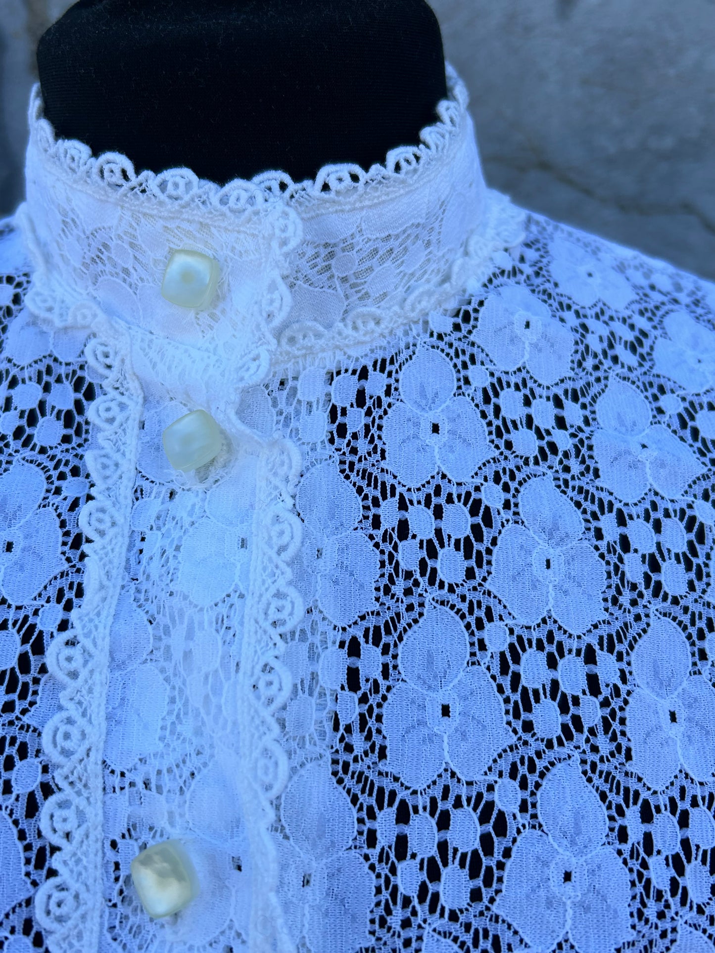 70s white lace blouse uk 10-12