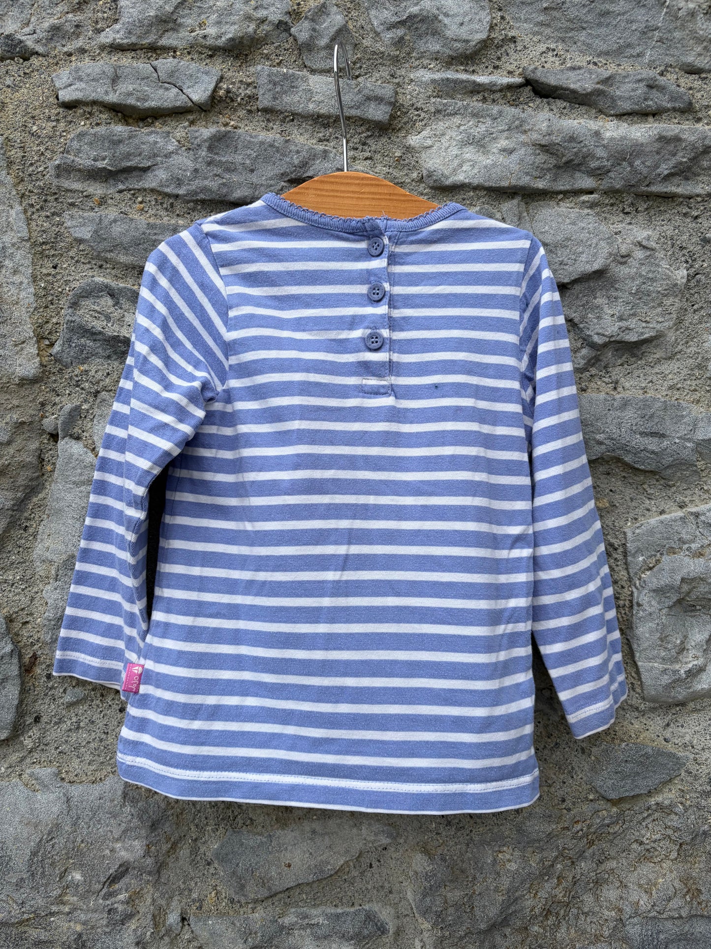 Flowery tractor stripy top  2-3y (92-98cm)
