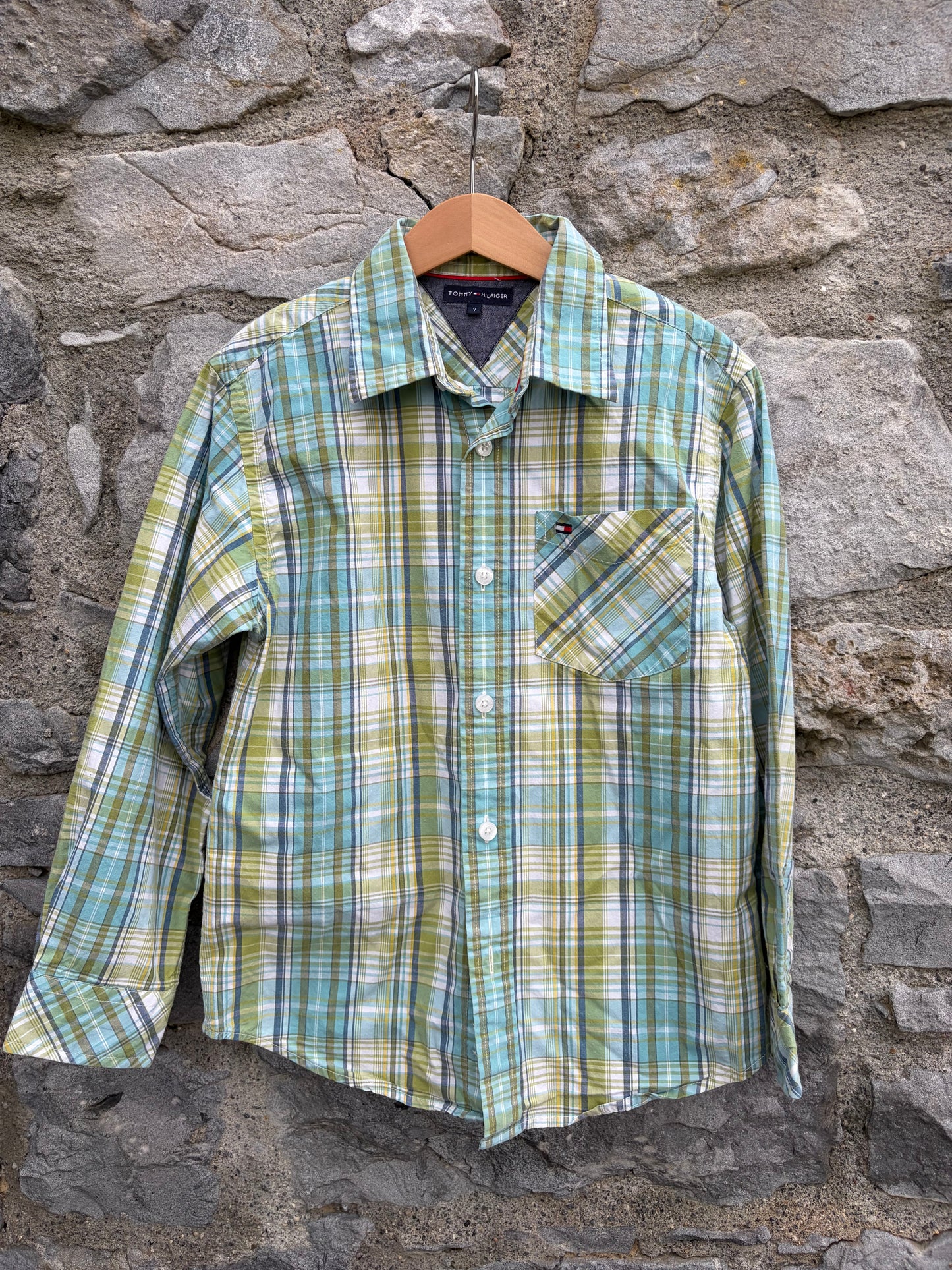 TH green check shirt  6-7y (116-122cm)