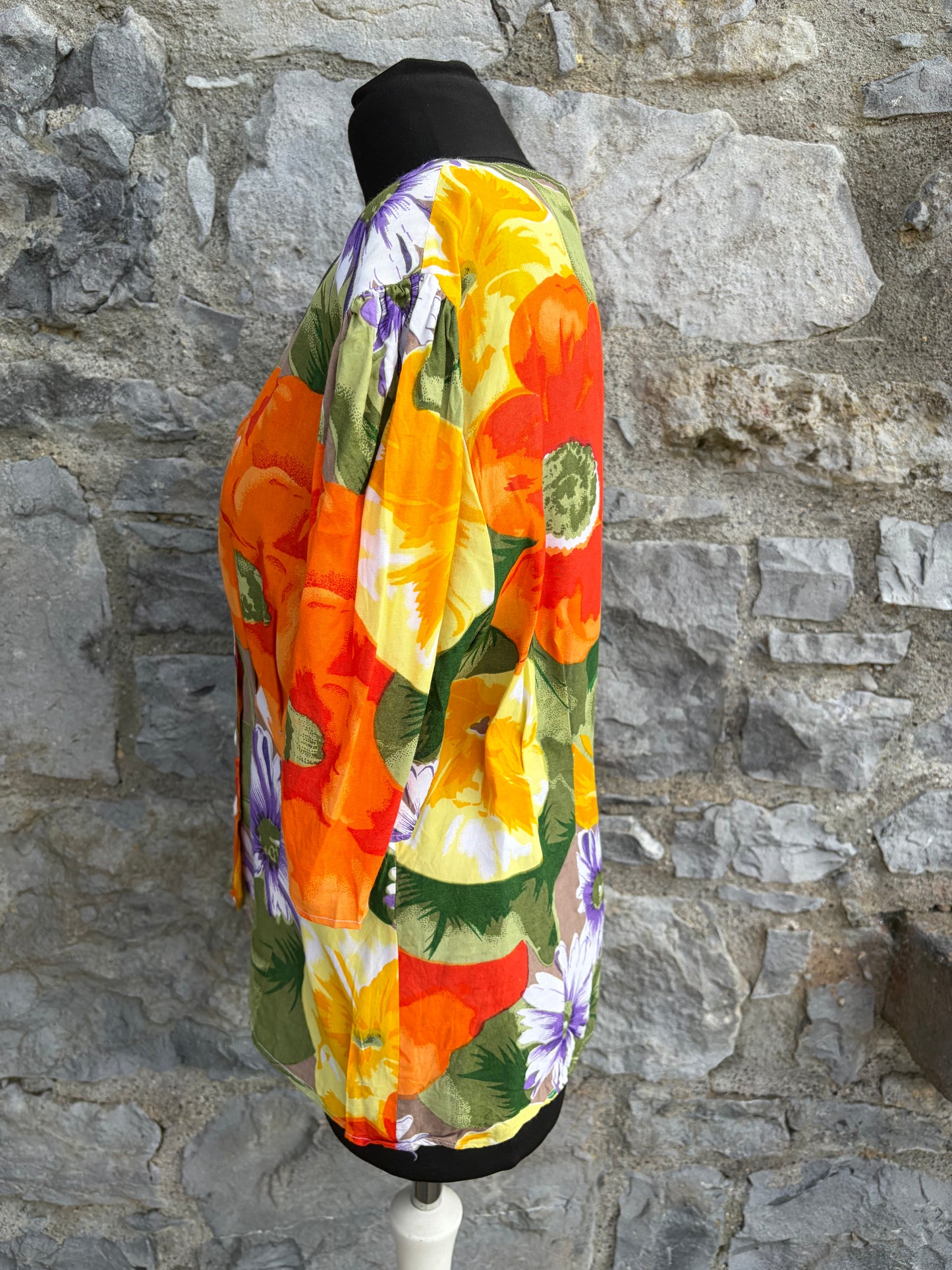 80s vibrant floral print blouse uk 10-12