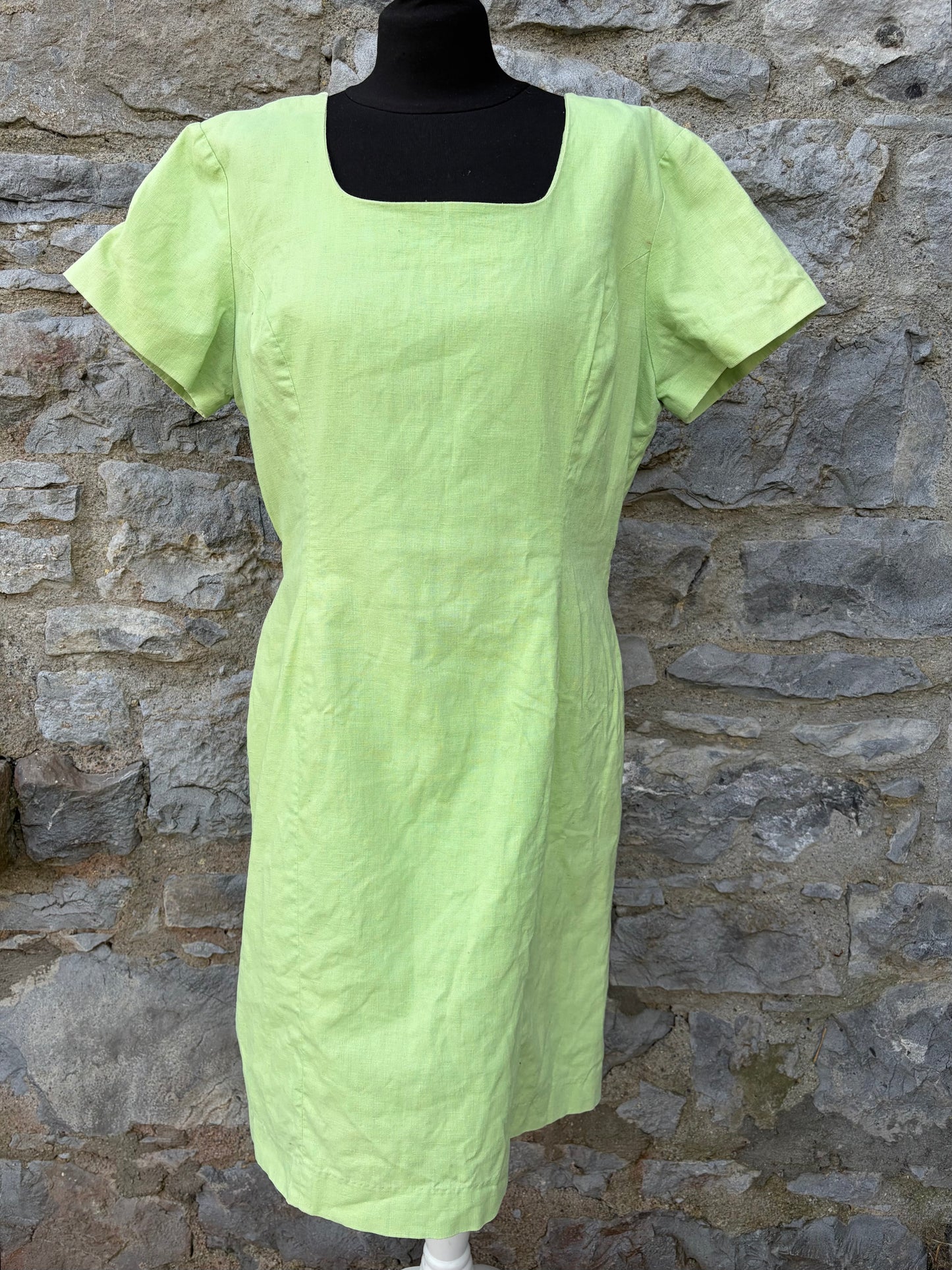 90s lime linen dress uk 12