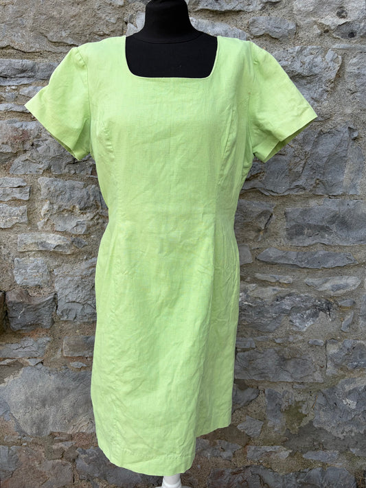 90s lime linen dress uk 12