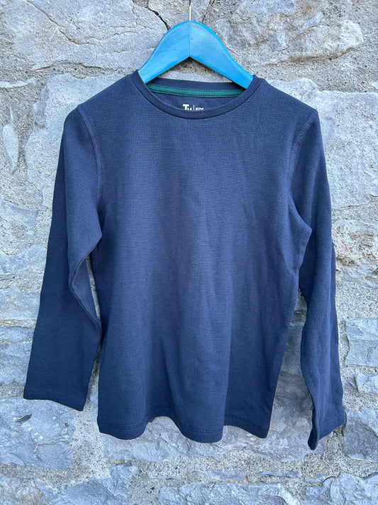 Navy waffle top  8y (128cm)