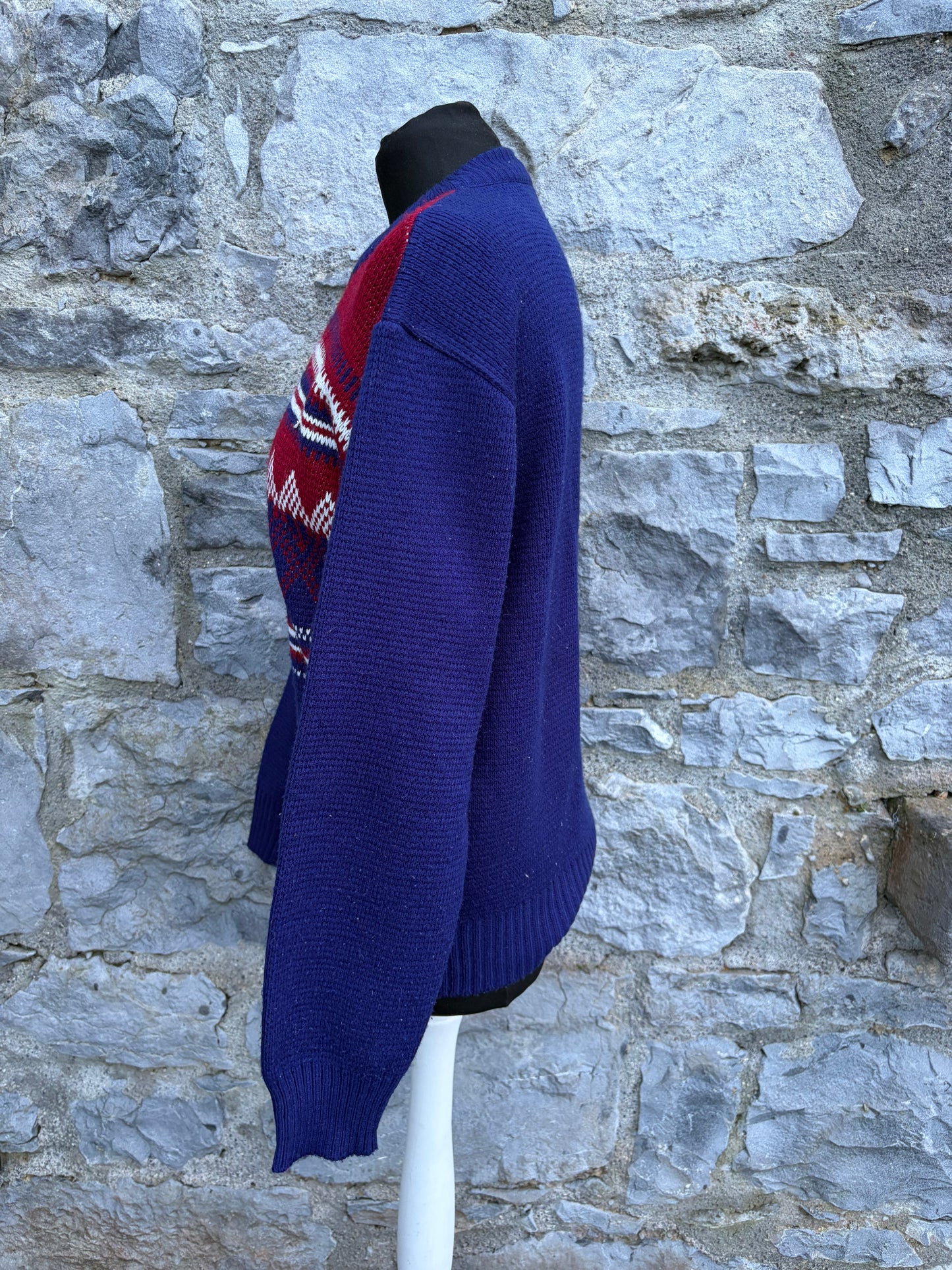 80s Nordic Fair Isle blue jumper Small