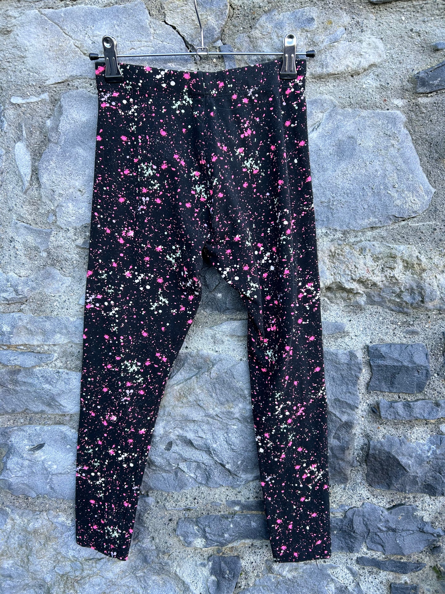 Pink splash black leggings  11y (146cm)