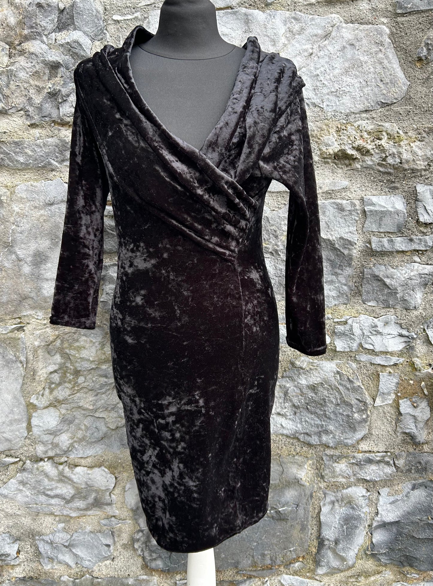 90s black crushed velvet dress uk 6-8