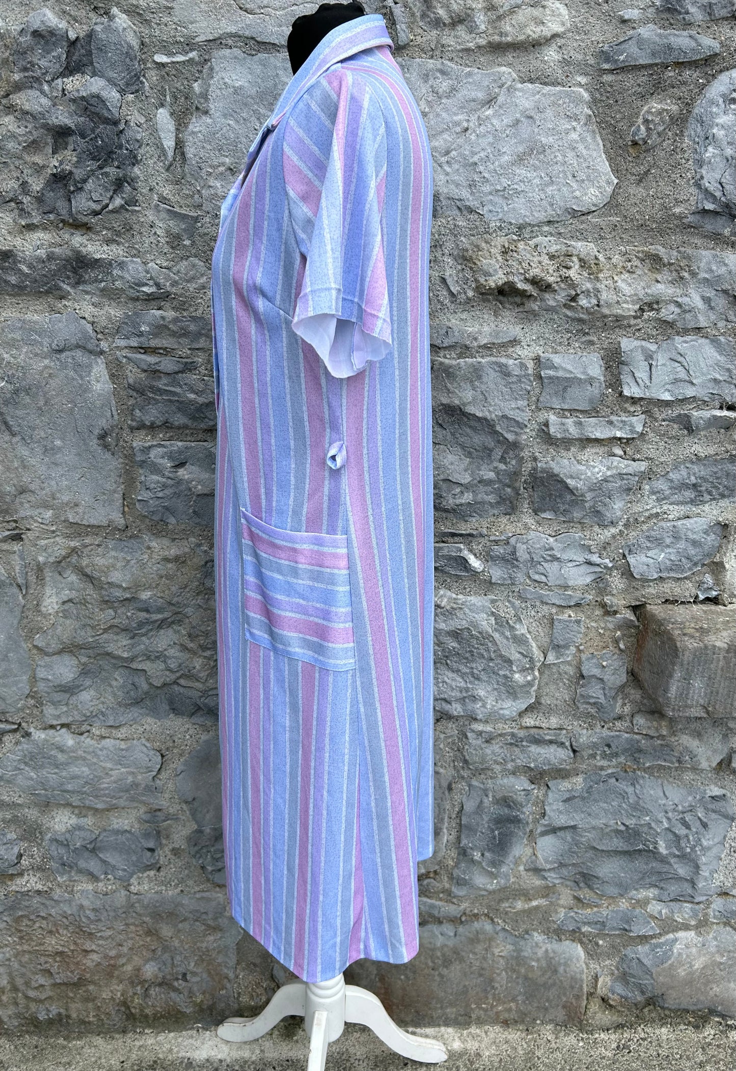 80s pink&lilac stripy dress uk 10-12