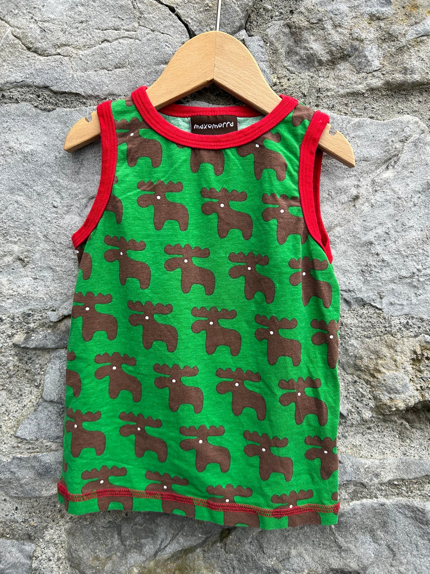 Moose green tank top  18-24m (86-92cm)