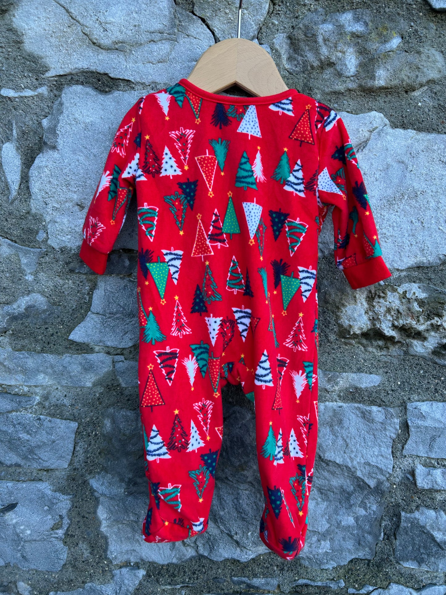 Christmas trees red fleece onesie  0-3m (56-62cm)