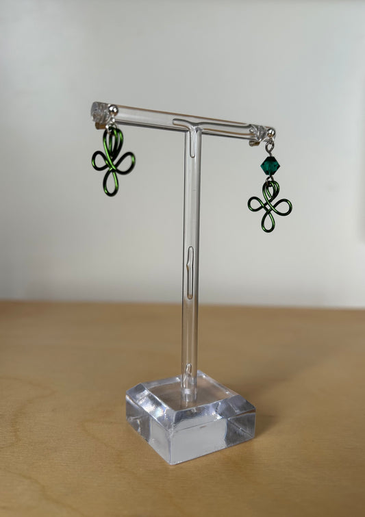 Upcycled green wire earrings