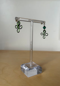 Upcycled green wire earrings