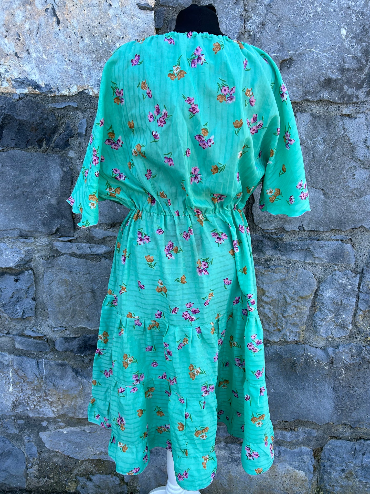 80s green tiered dress uk 12-14