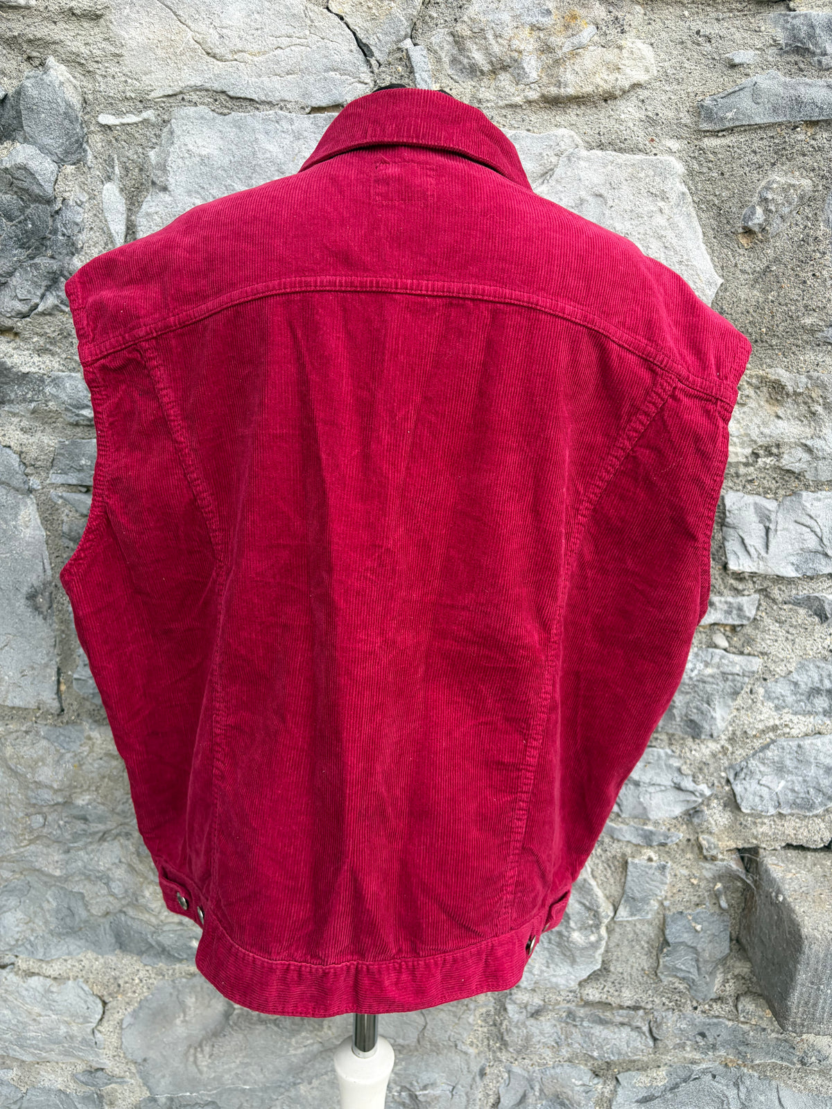 90s burgundy cord gilet Large