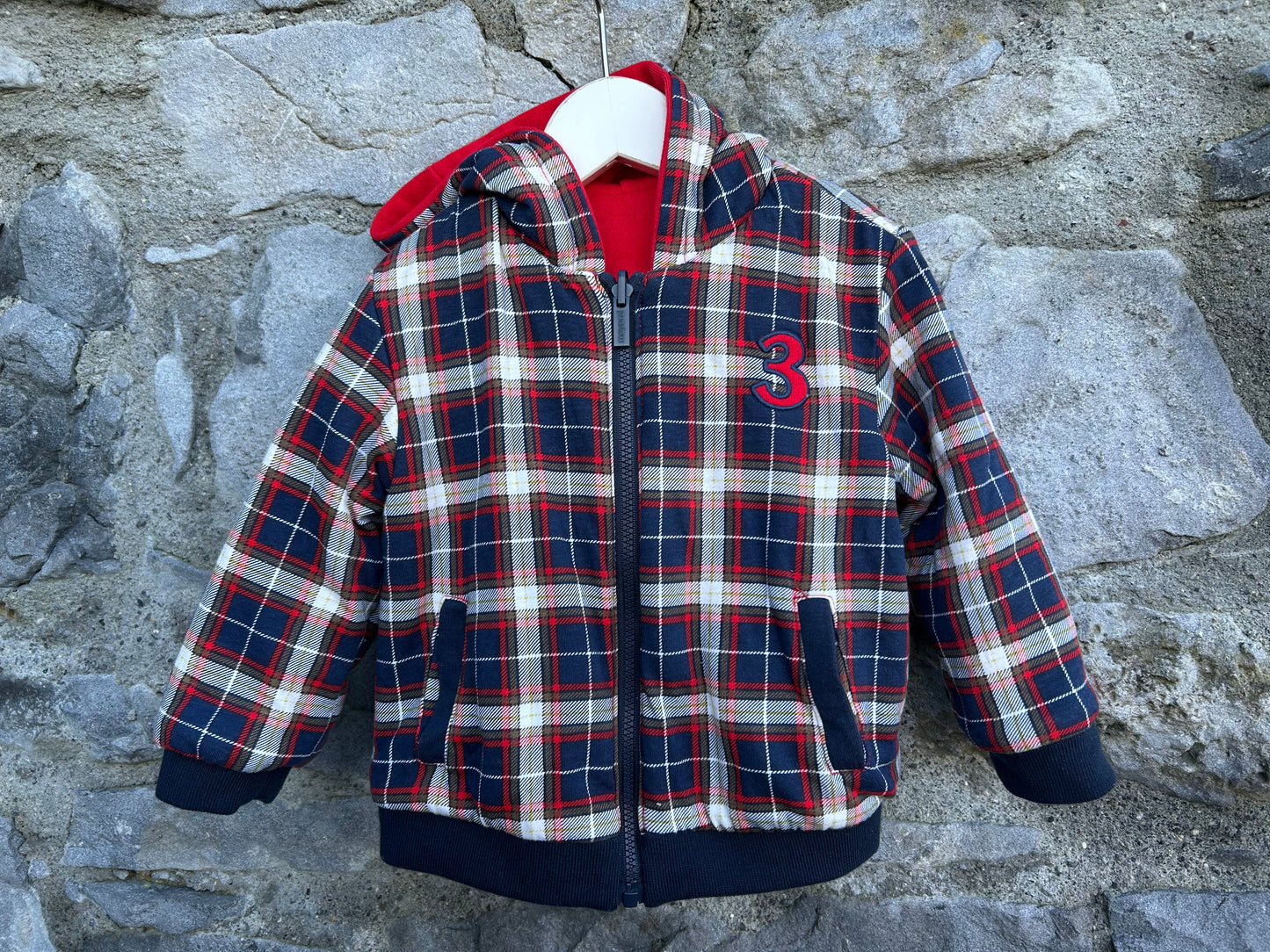 Reversible red&check hoodie  9-12m (74-80cm)