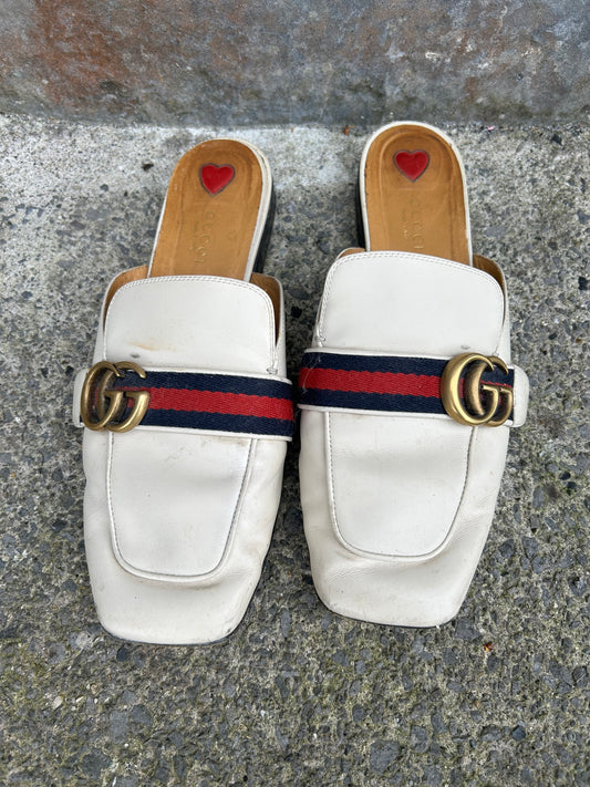 Off white Leather mules   uk 6 (eu 39)