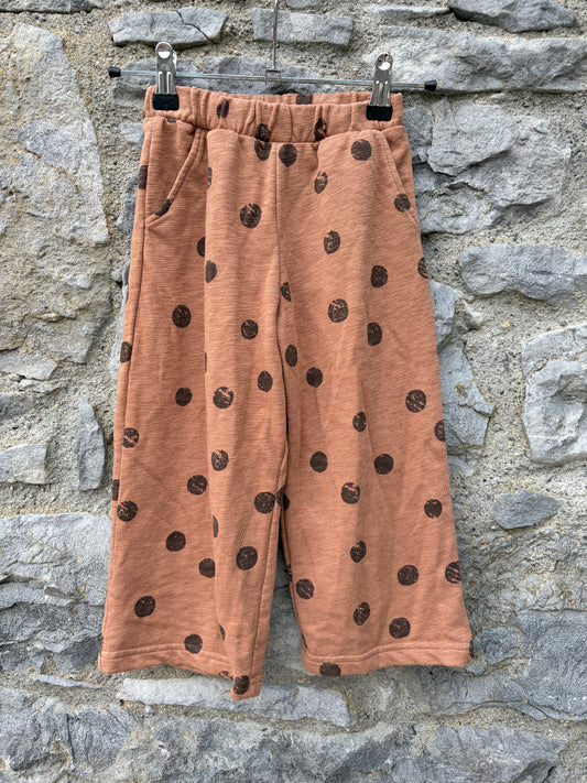Dots brown wide leg pants  2-3y (92-98cm)