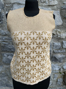 80s gold print gilet uk 8-10