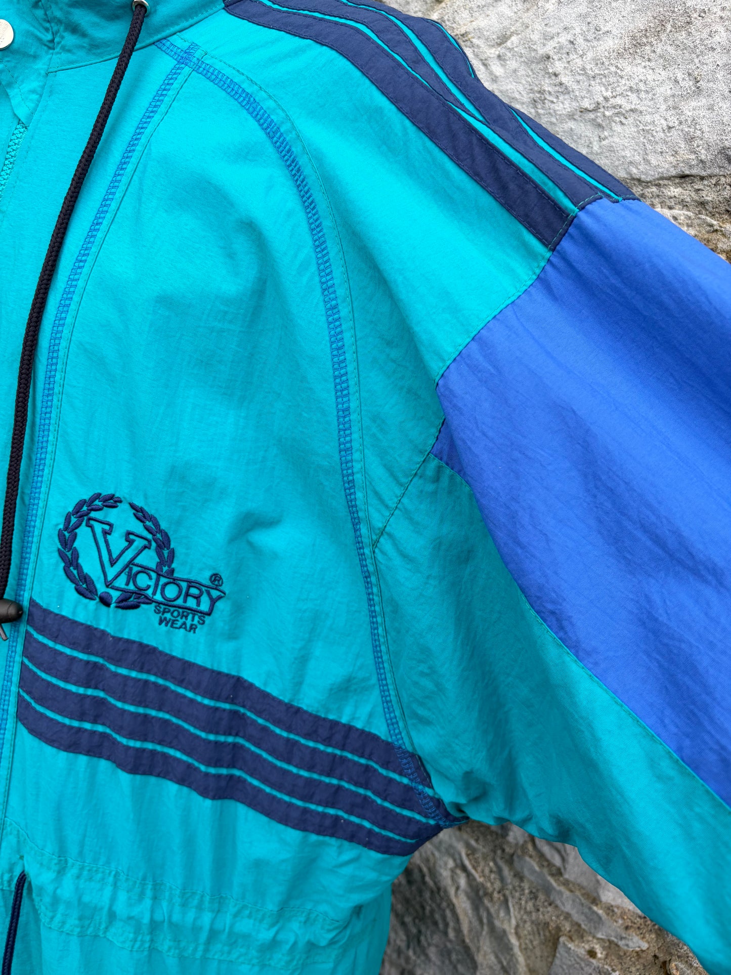 80s Victory teal&blue sport jacket Large
