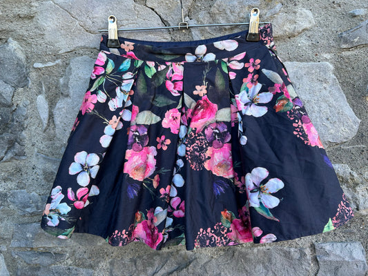 Pink flowers navy skirt 8y (128cm)