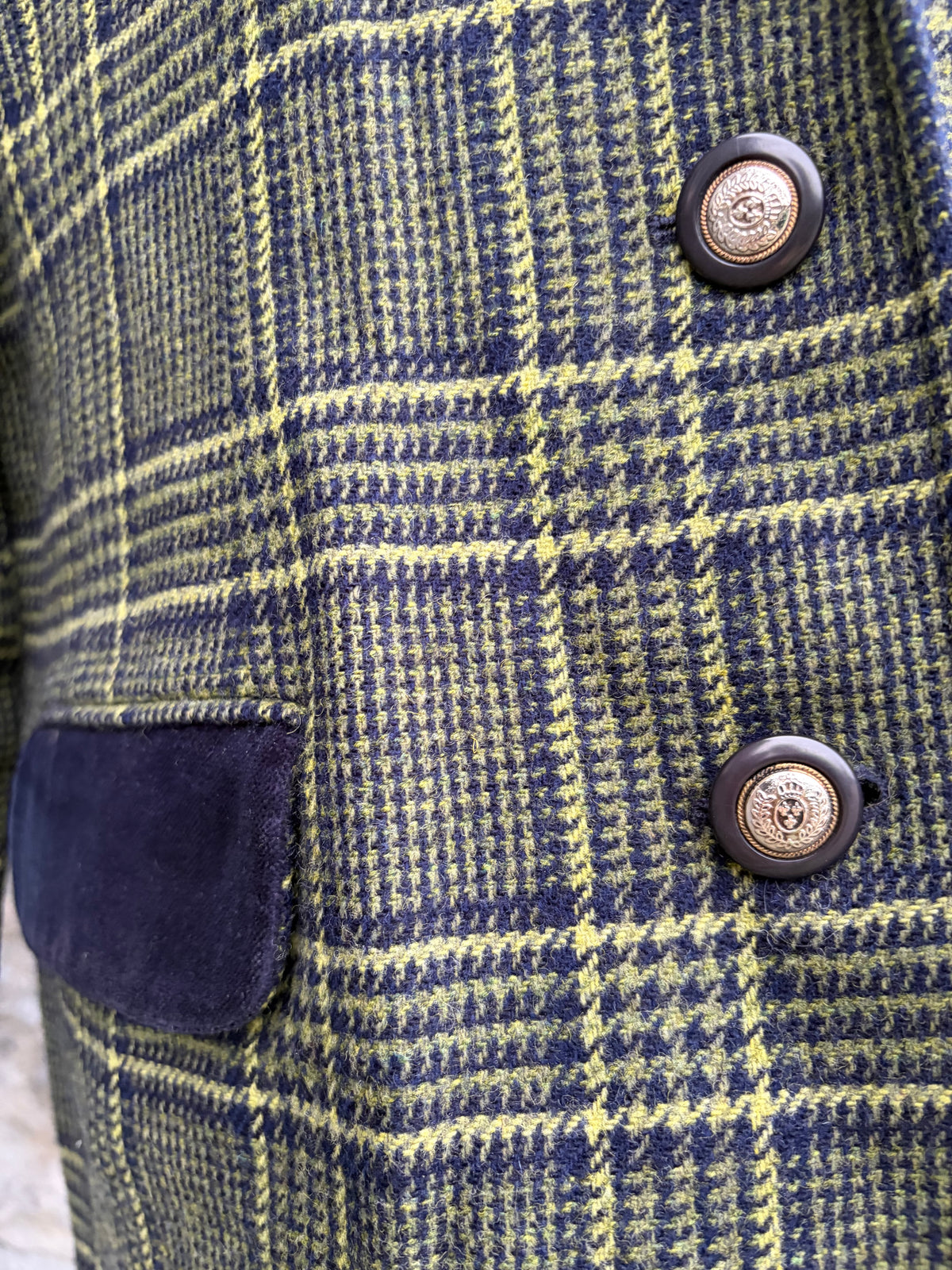 90s green plaid wool tailored blazer uk 12