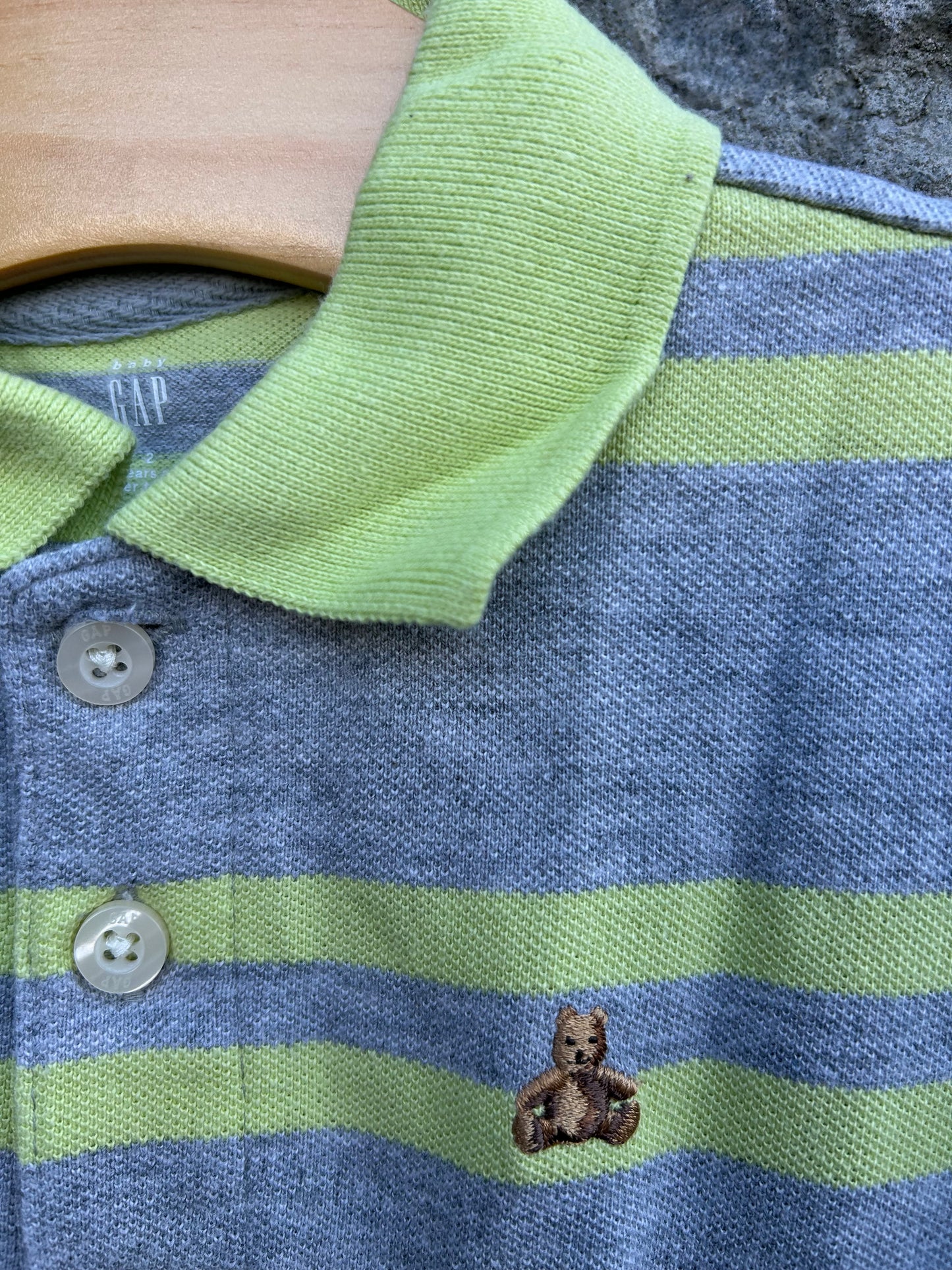 Grey&lime polo top  18-24m (86-92cm)