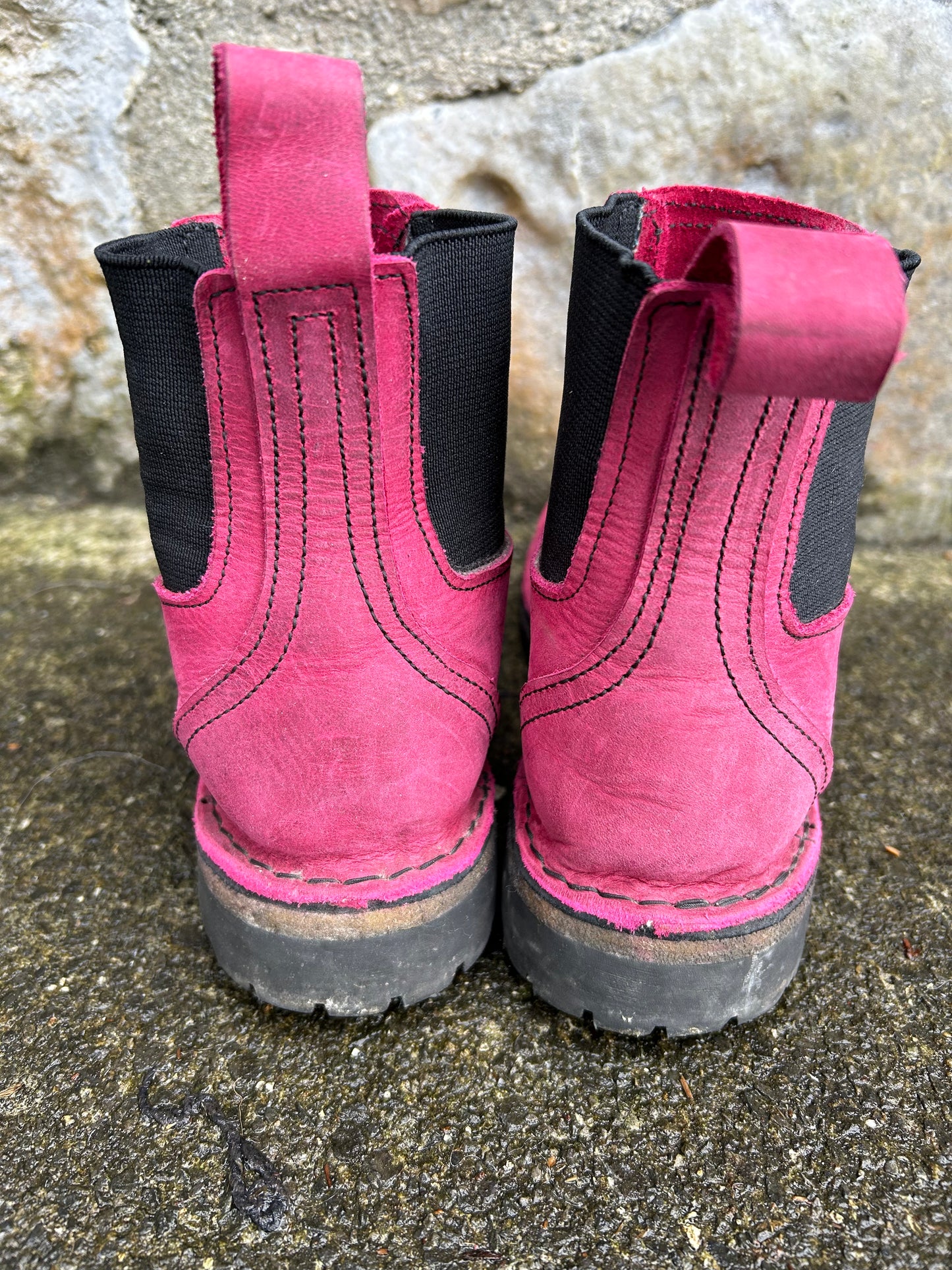 Pink leather boots  uk 6-6.5 (eu 39)