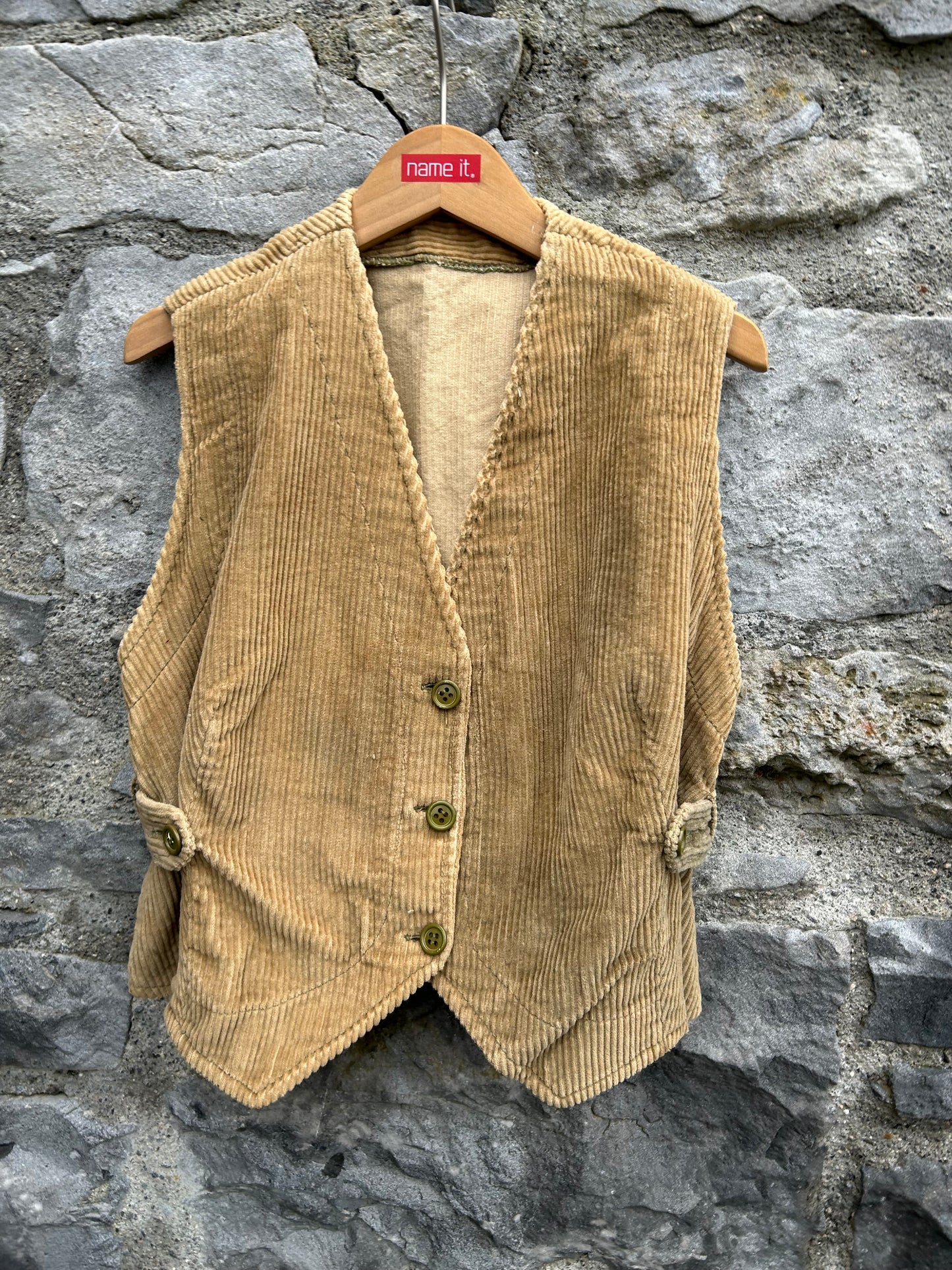 90s beige cord waistcoat 11-12y (146-152cm)