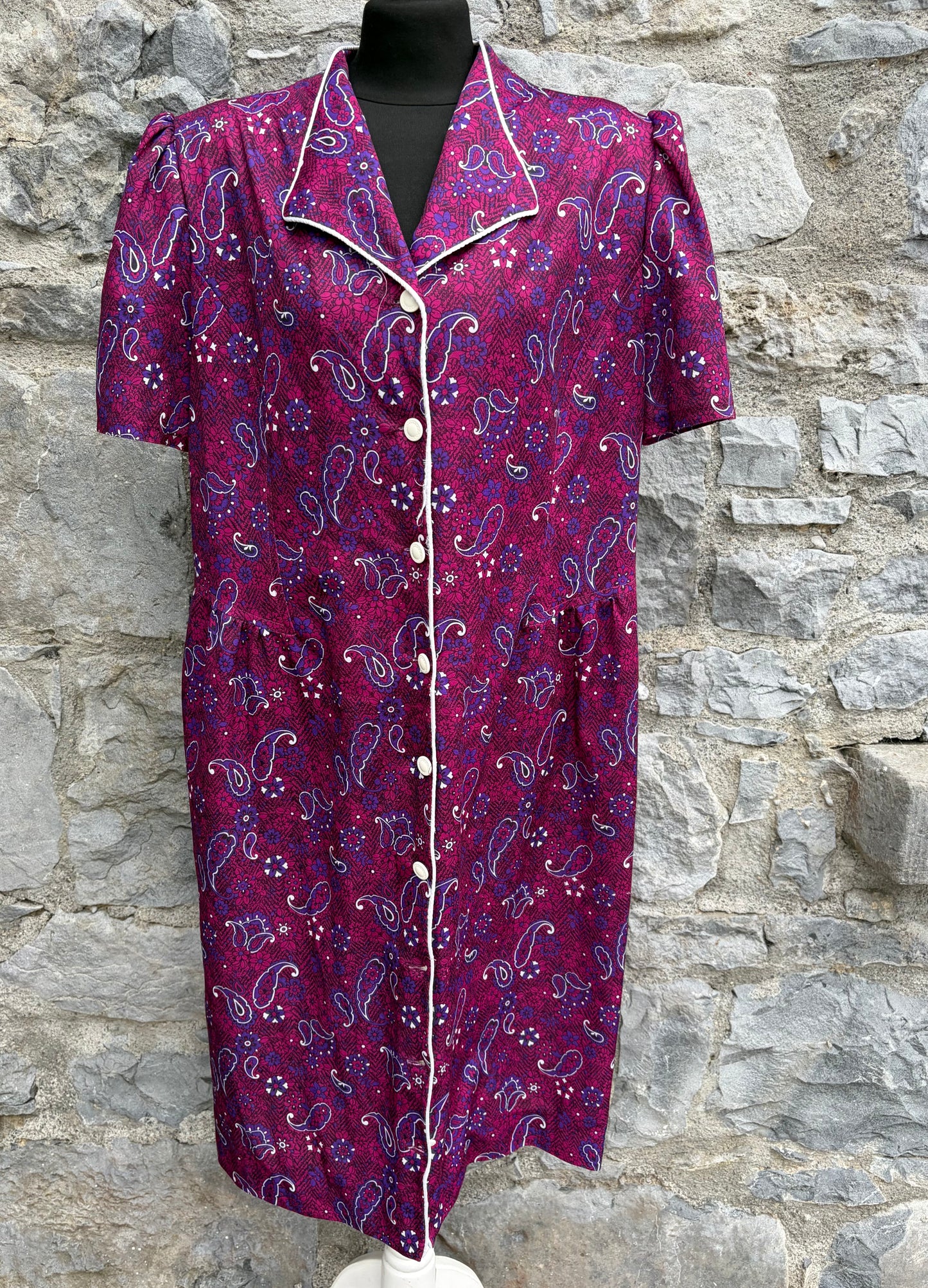 80s Paisley pink dress uk 16