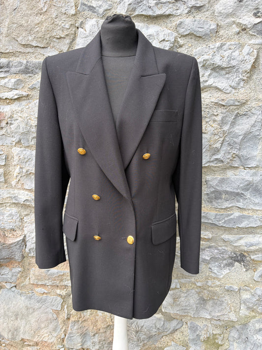90s black double-breasted jacket uk 12-14