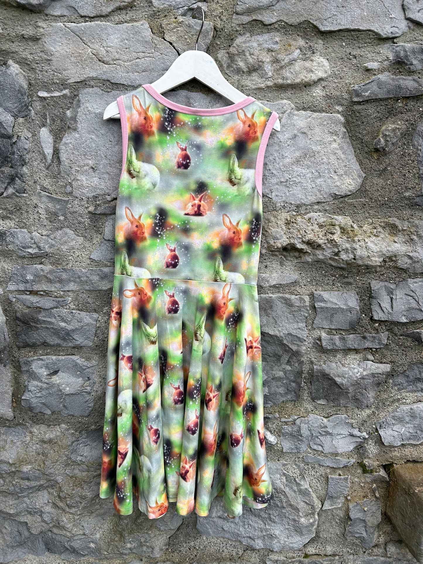 Bunnies green spin dress  9-10y (134-140cm)