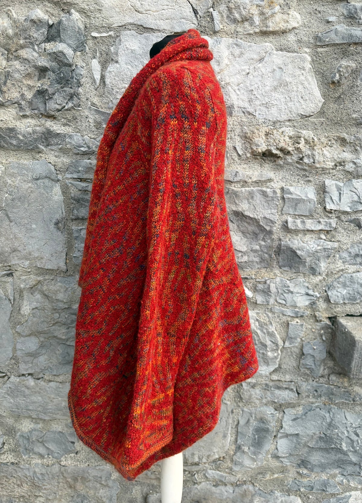 Red&orange marled open draped cardigan uk 12-14