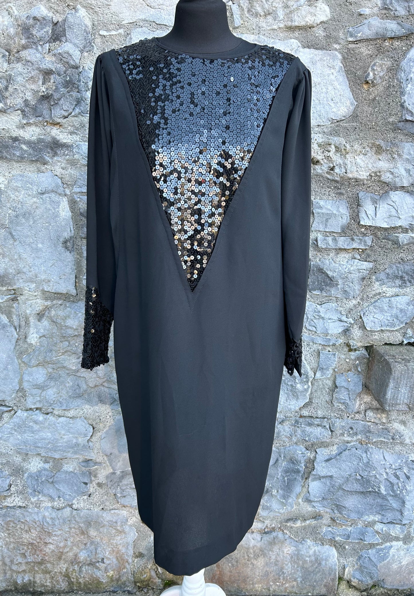 80s black sequin dress uk 10-12