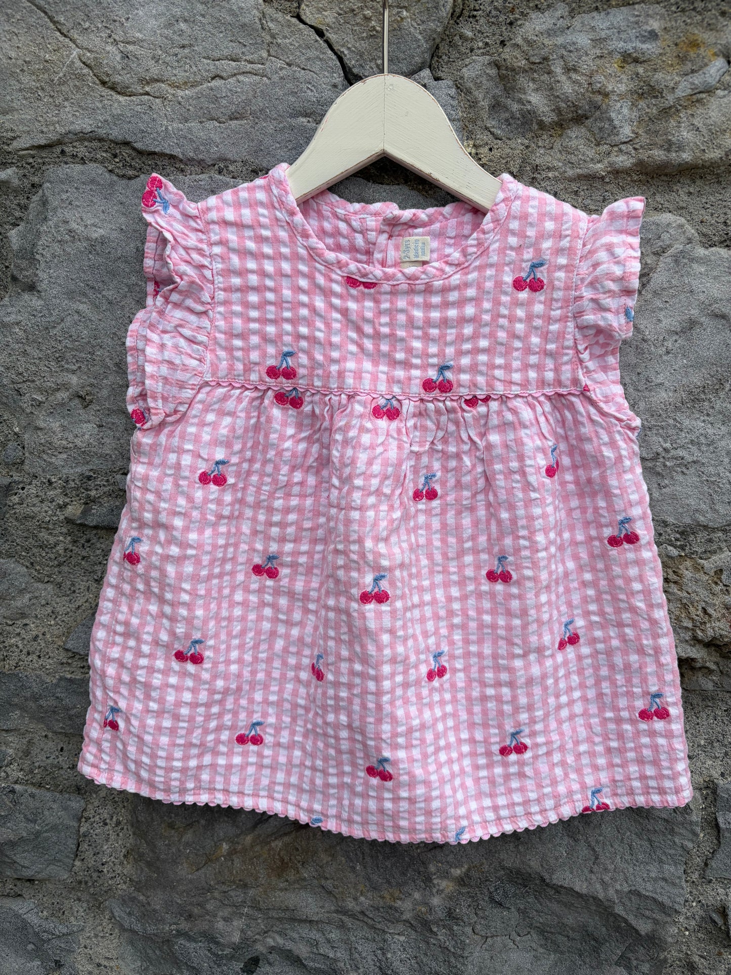 Cherry pink check top  2-3y (92-98cm)