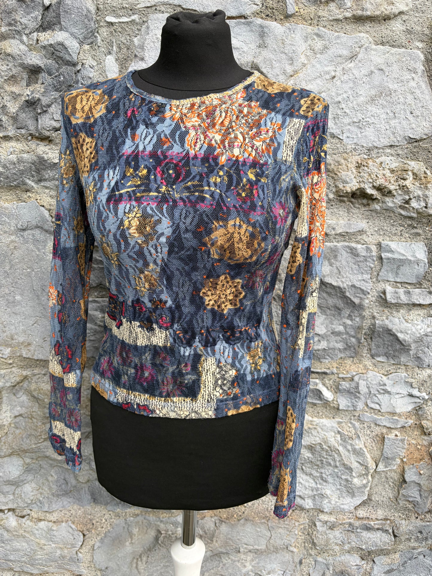Y2K abstract mesh top uk 6-8