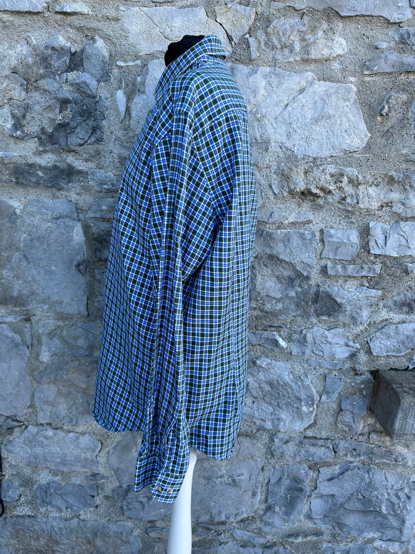 90s Green&blue check shirt M-L