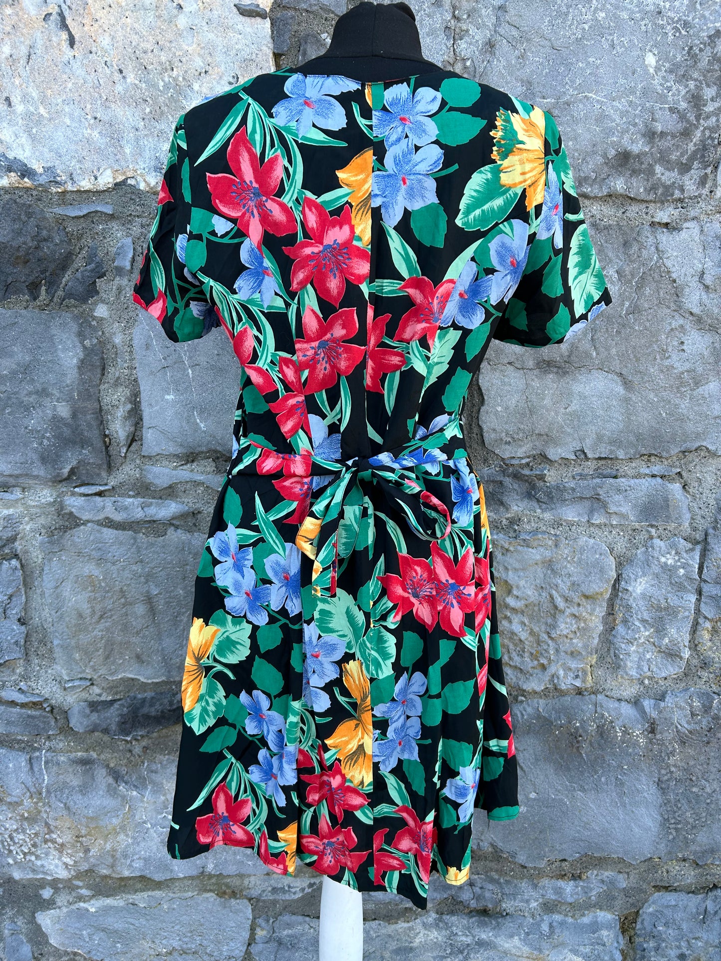 80s colourful flowers dress uk 8-10