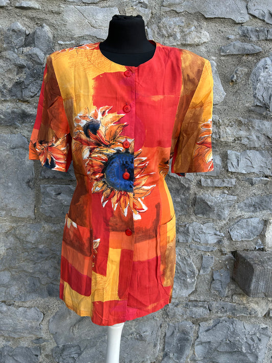80s Red&orange floral tunic uk 12