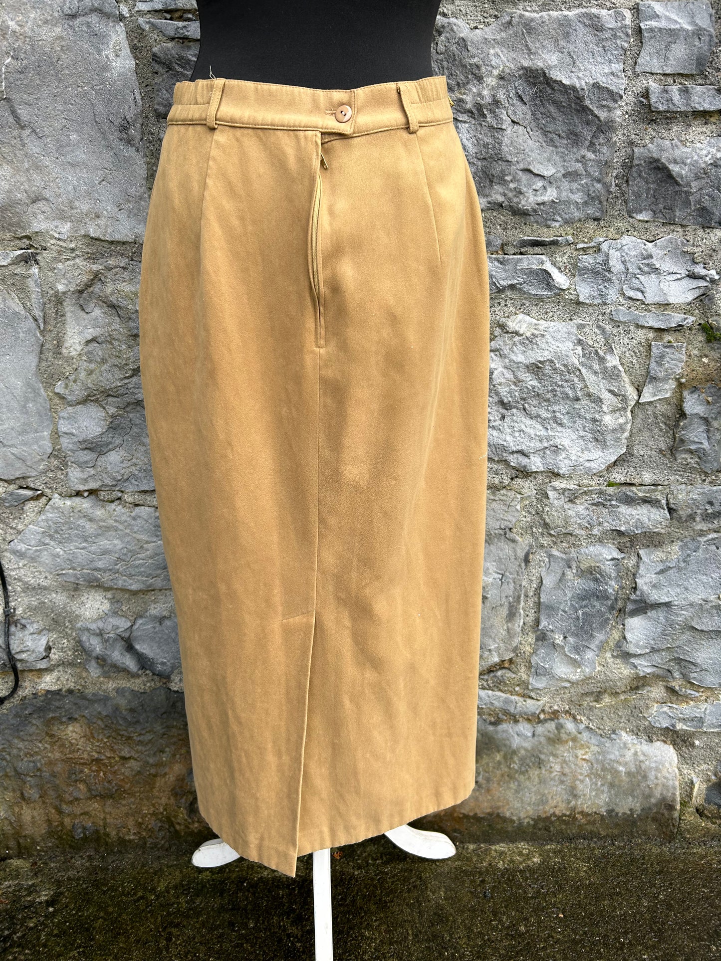 90s camel brown midi skirt uk 12