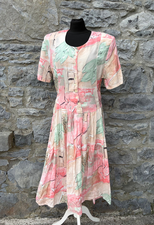 80s pink floral dress uk 12