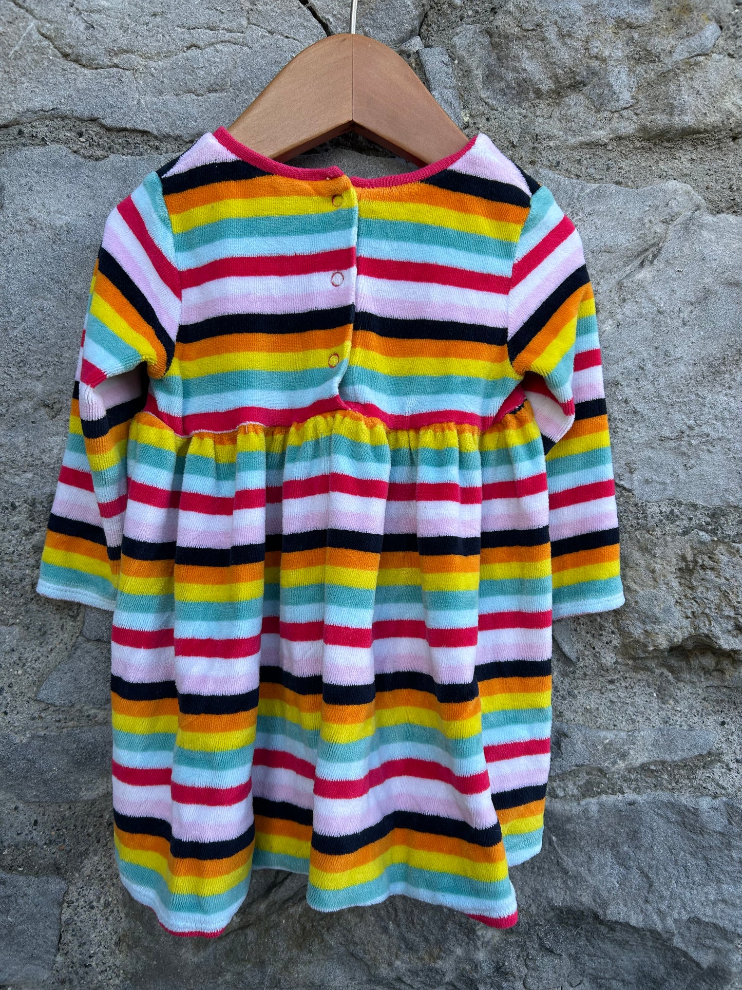 Colourful stripes velour dress  6-9m (68-74cm)