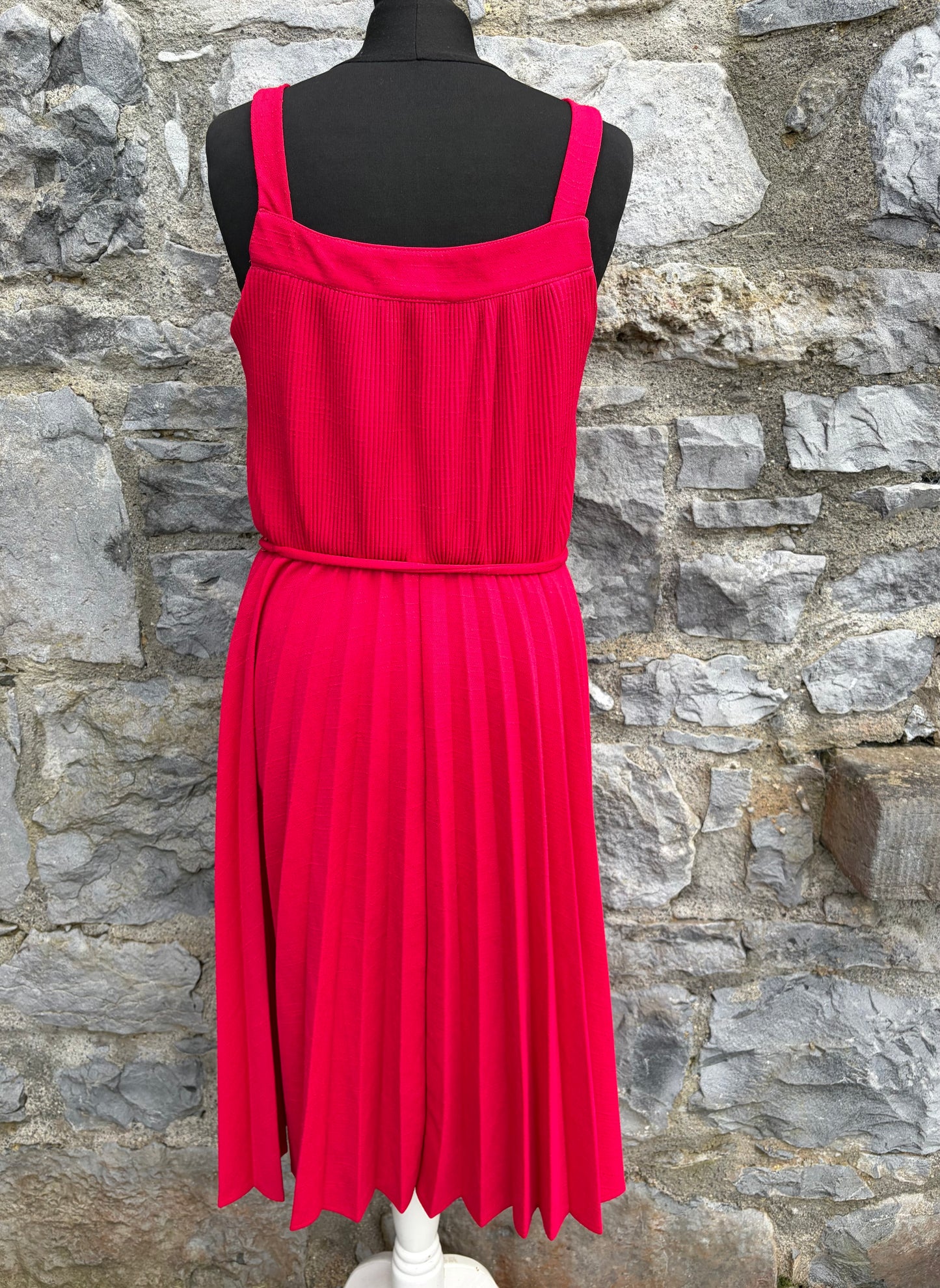 80s red pleated dress uk 10-12