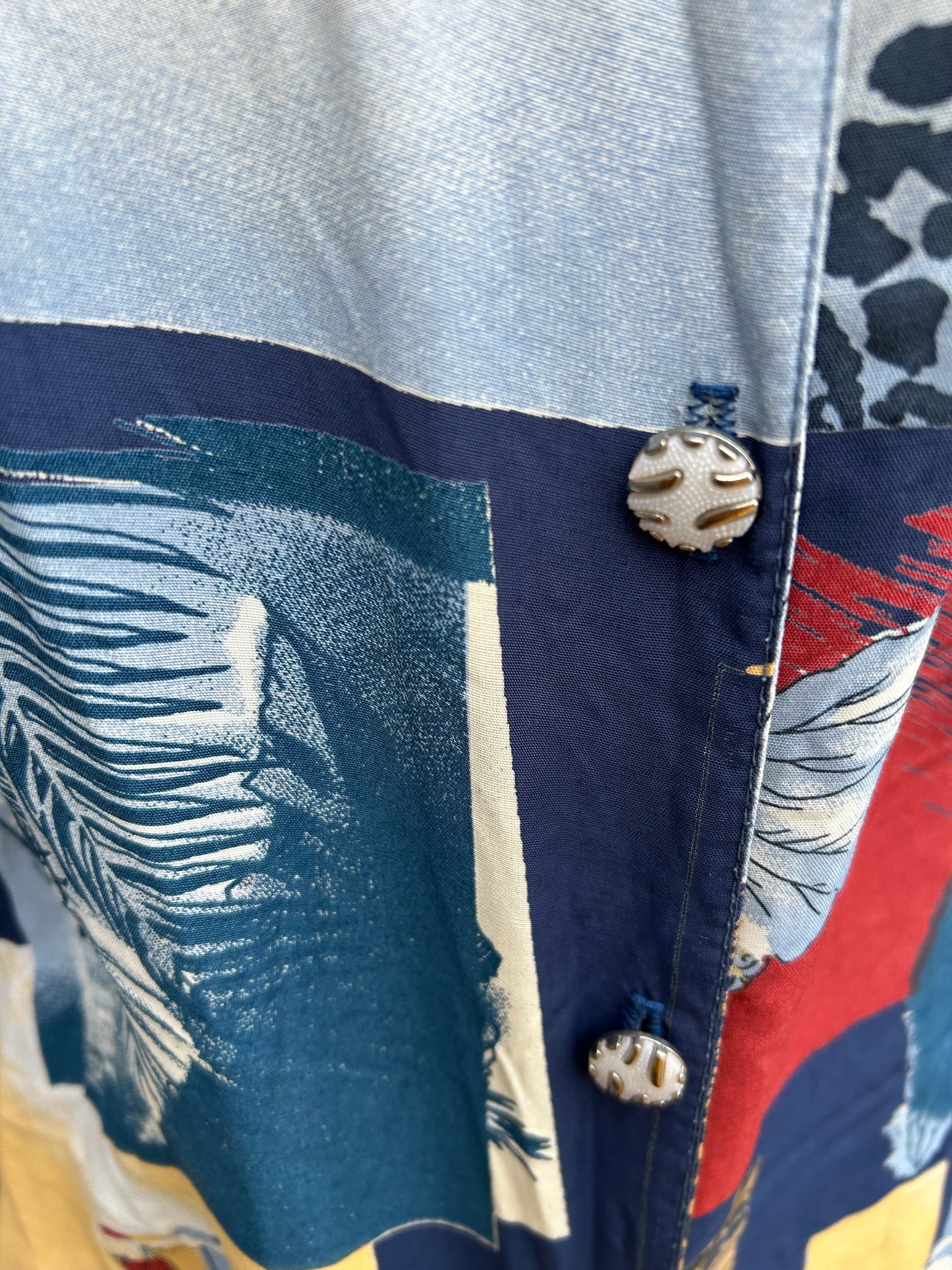 80s patchwork blue shirt uk 12
