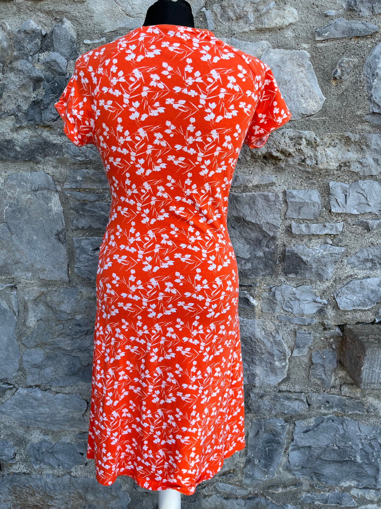 Orange flowers faux wrap dress uk 10