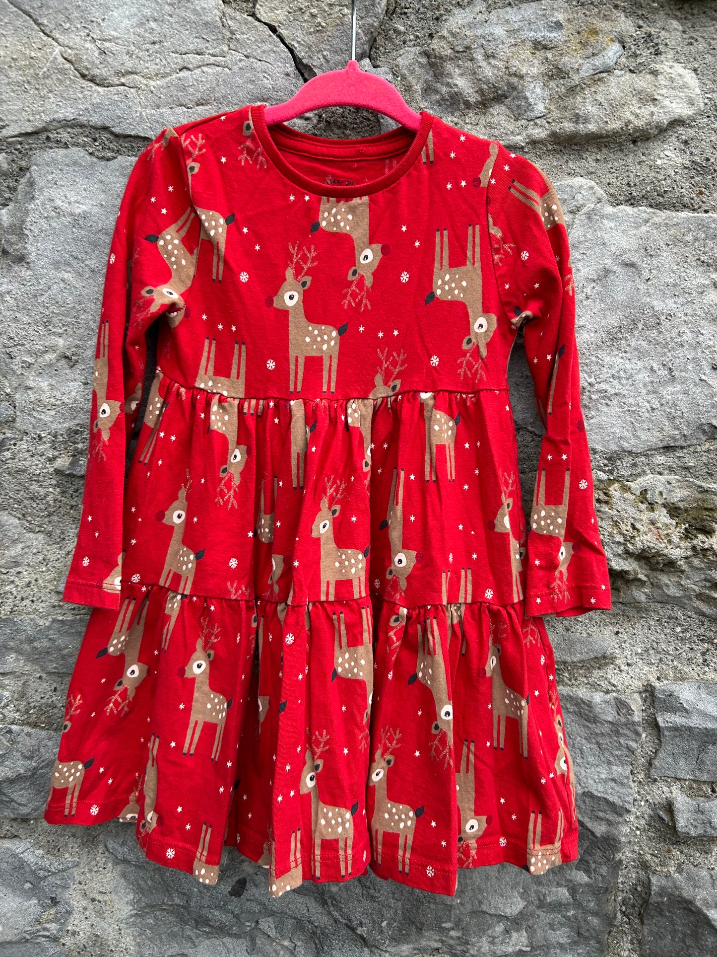 Reindeer red tiered dress 2-3y (92-98cm)