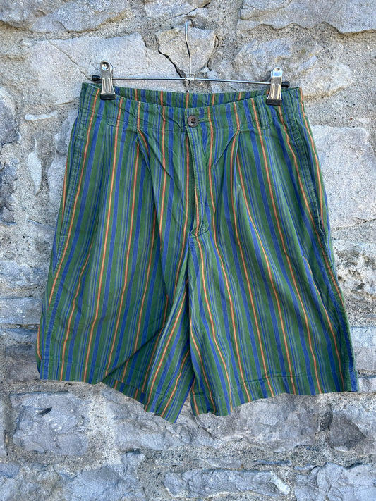 80s green stripy shorts uk 8