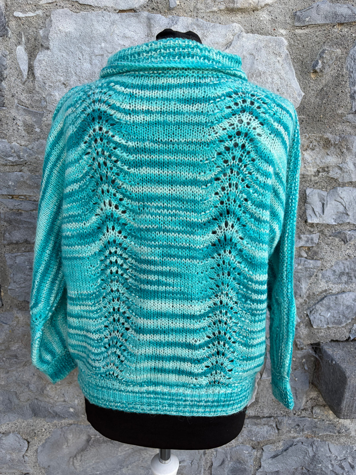 90s aquamarine stripy high neck jumper uk10