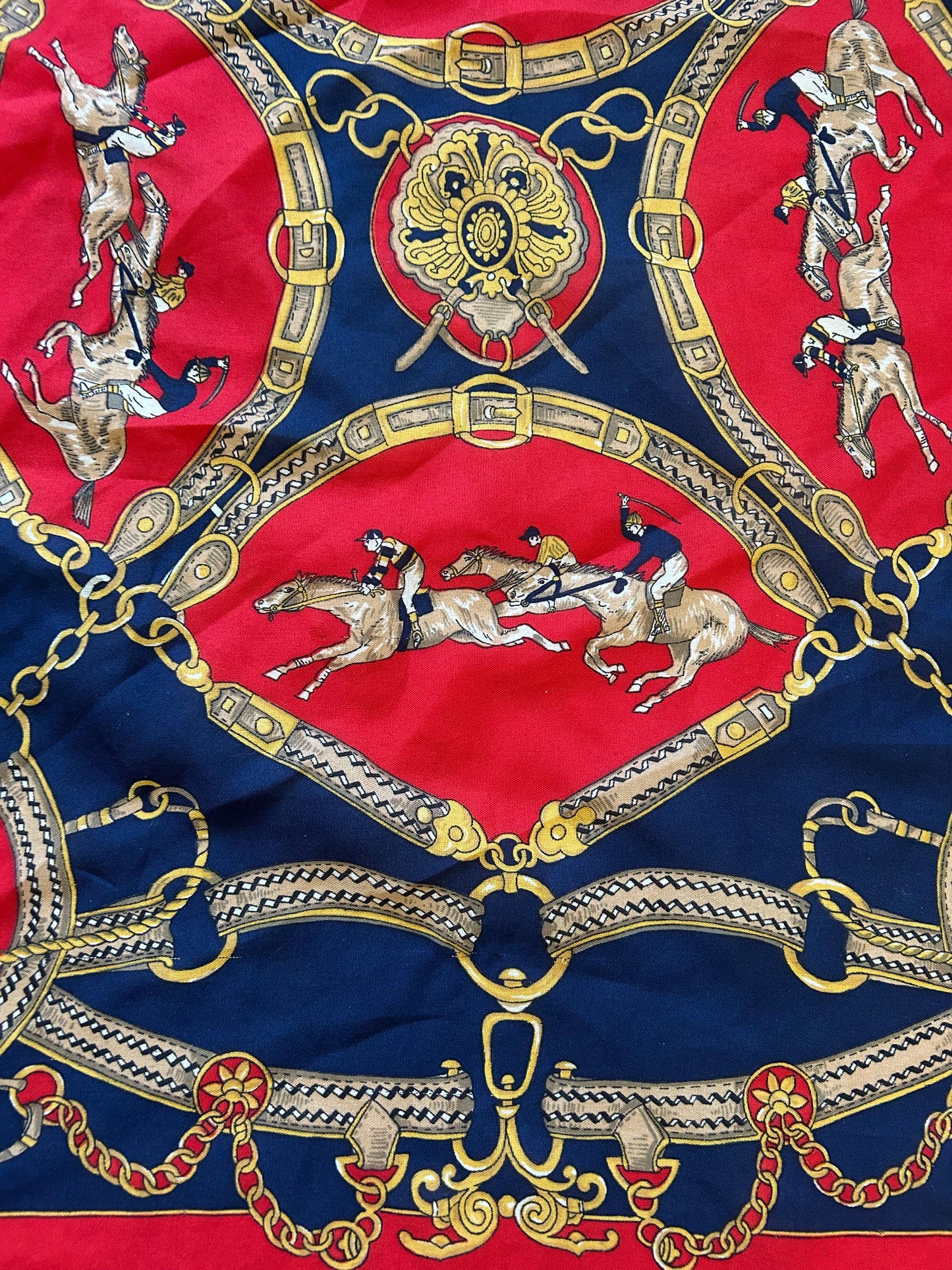 Navy&red horses scarf