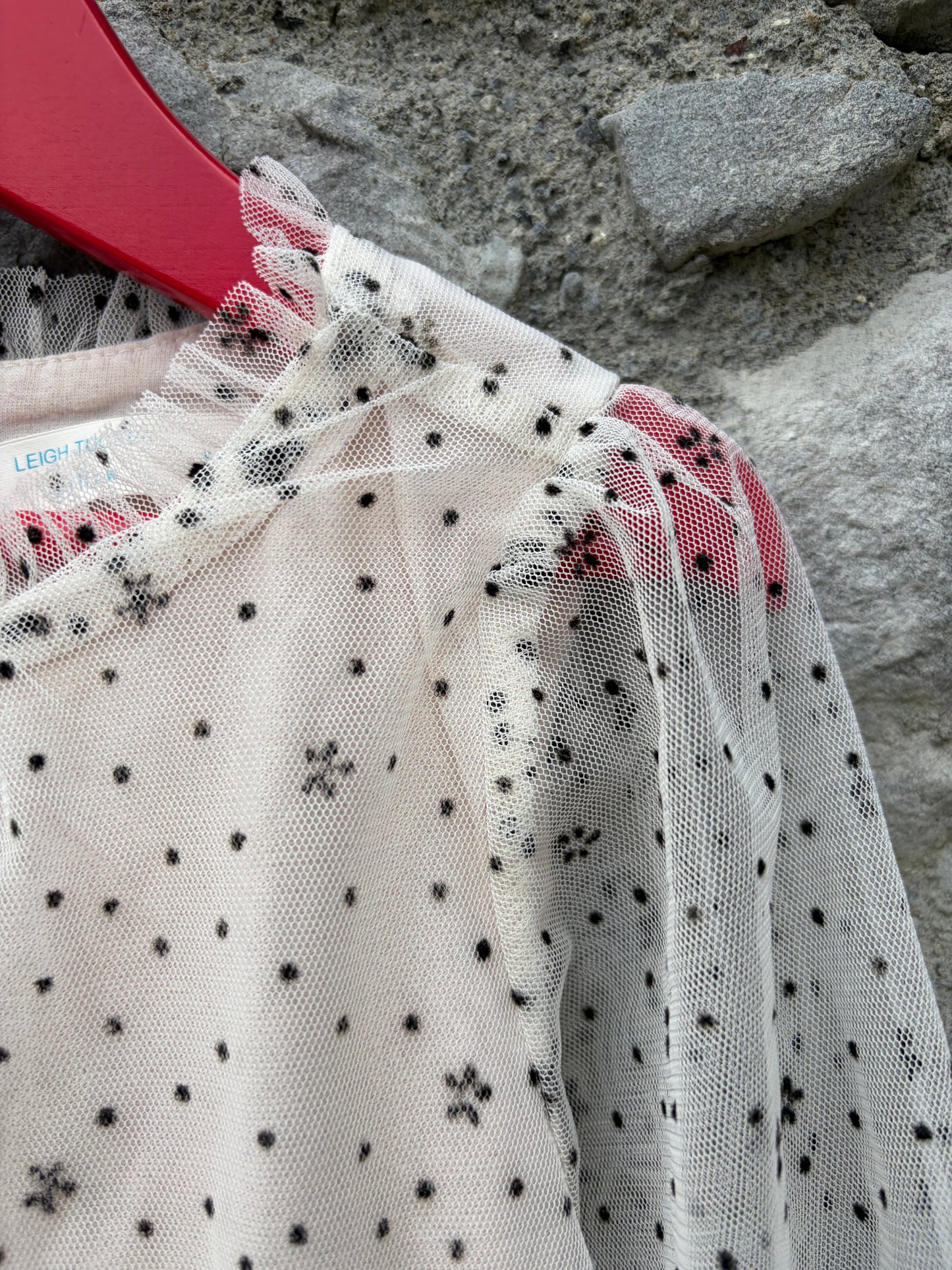 Dotty Ivory dress  5-6y (110-116cm)