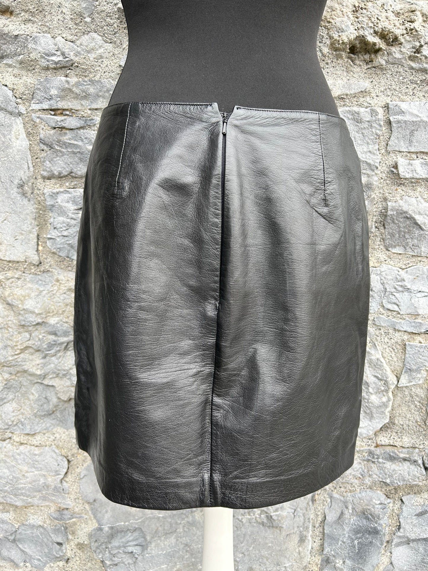 90s Black leather skirt uk 10