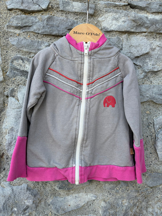 Grey&pink hoodie  18-24m (86-92cm)